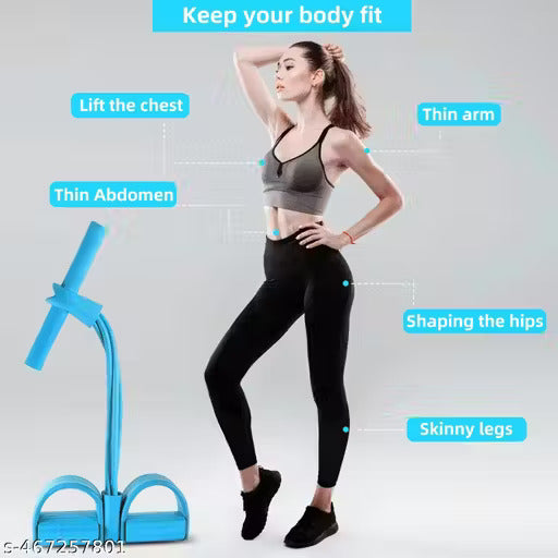 Portable 4-Tube Pull Reducer for Full Body Workout | Pedal Puller Resistance Band & Tummy Trimmer | Home Gym Equipment for Belly Fat Reduction, Yoga Stretching, Crossfit Exercise