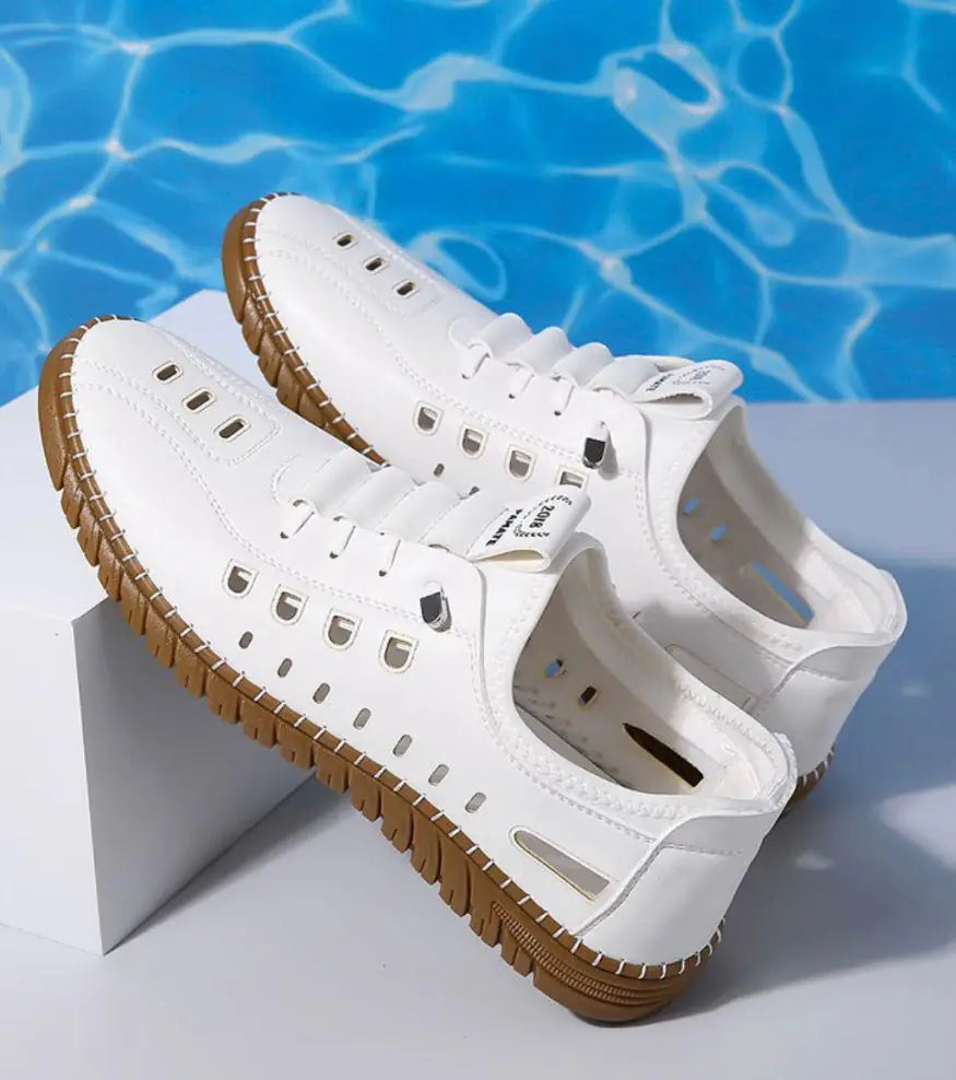 Men's Stylish Laser Cut White Casual Shoes