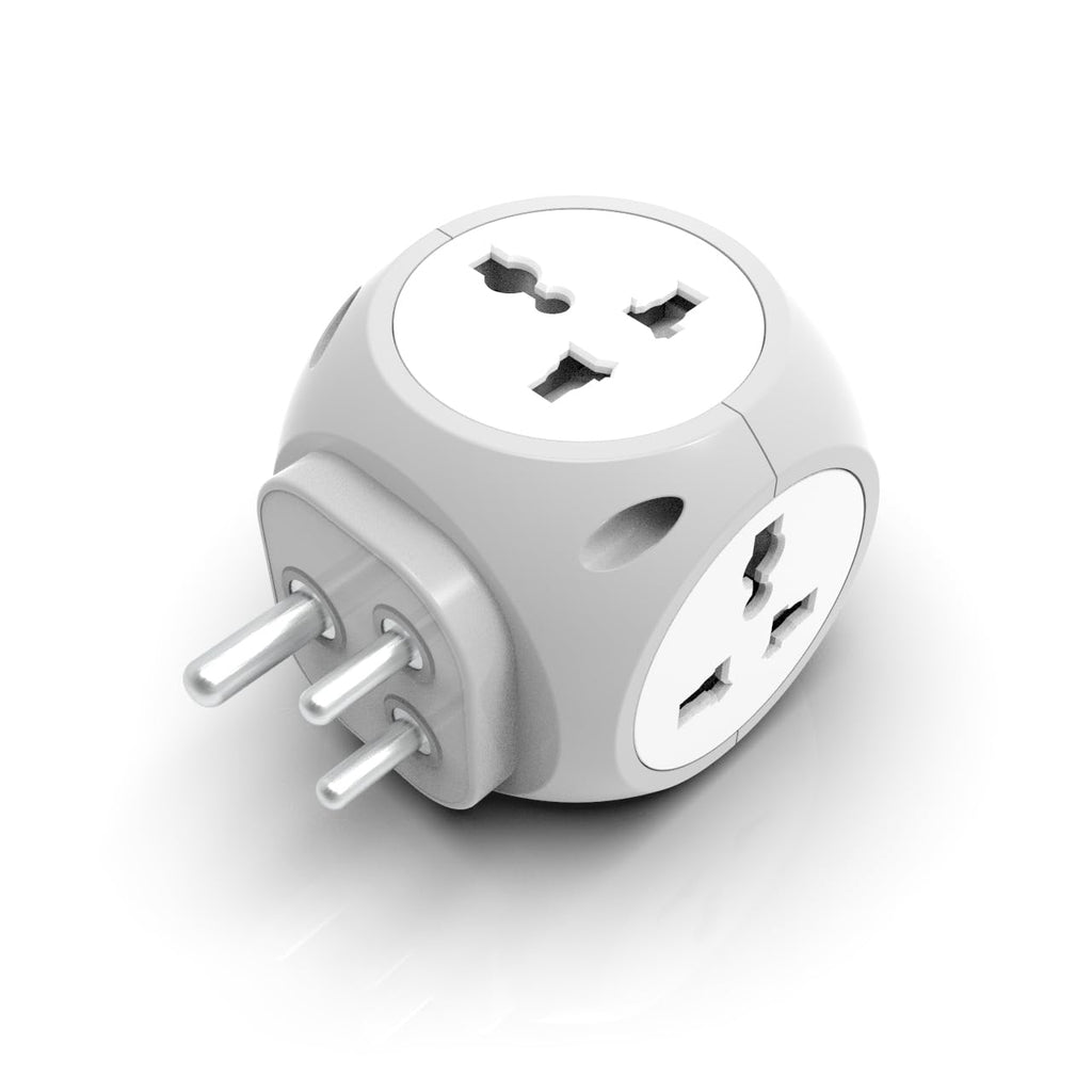 EMBOX Multi Plug Adapter with USB Ports Type -C (QC 3.0) Universal Sockets and LED Indicator, Safety Shutter, 3 Pin Plug Socket Extension, Grey