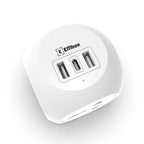 EMBOX Multi Plug Adapter with USB Ports Type -C (QC 3.0) Universal Sockets and LED Indicator, Safety Shutter, 3 Pin Plug Socket Extension, Grey