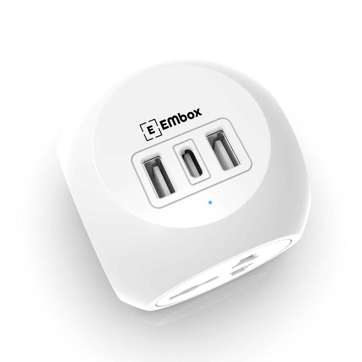 EMBOX Multi Plug Adapter with USB Ports Type -C (QC 3.0) Universal Sockets and LED Indicator, Safety Shutter, 3 Pin Plug Socket Extension, Grey