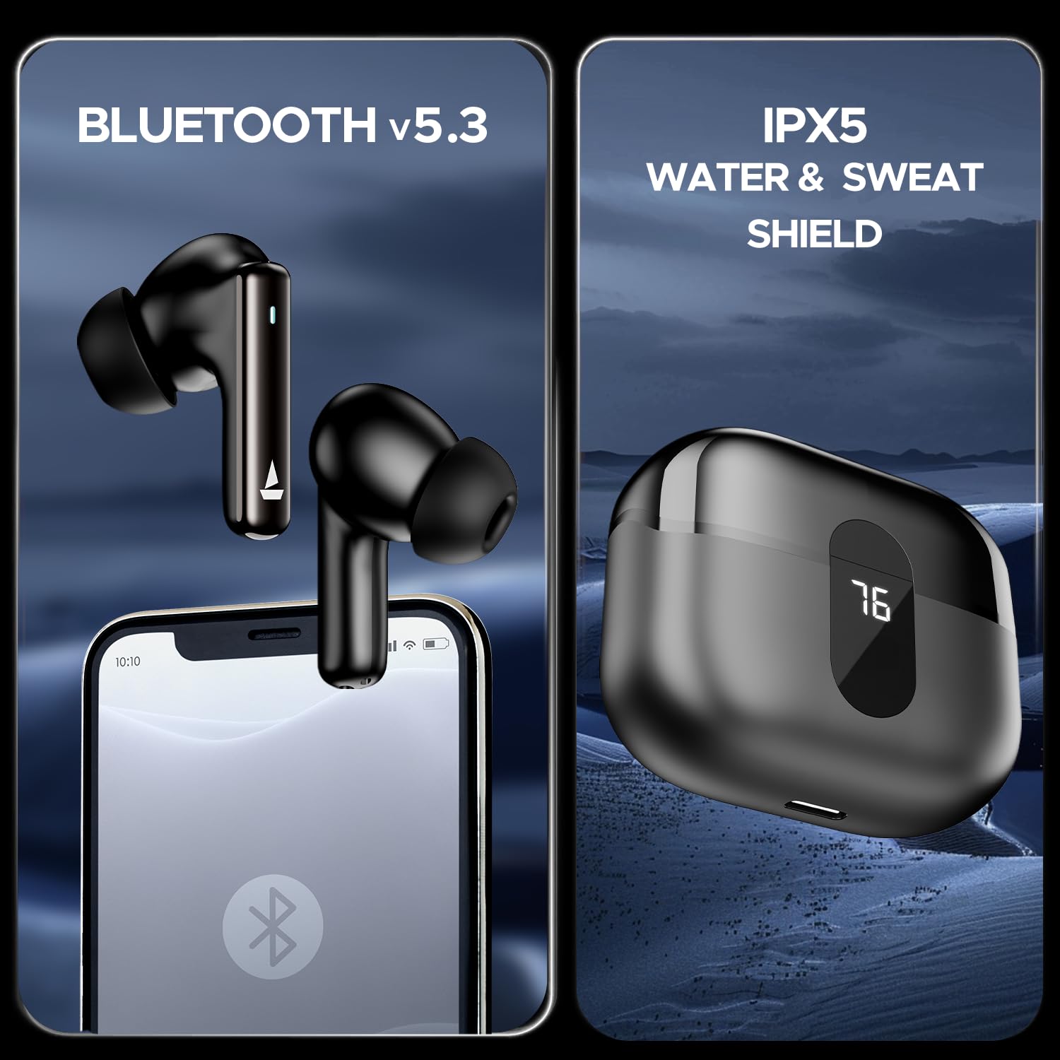 boAt Airdopes 121 Pro Plus,100H Battery,4Mics ENx,Low Latency,Fast Charge, LED Display, Stream Ad Free Music via App Support, Bluetooth in Ear Earbuds, TWS Ear Buds Wireless Earphones with mic (Black)