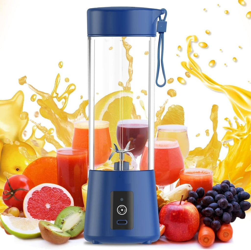 Portable Juicer Mixer Blender for Juices, Smoothies, Cold Coffee, Rechargeable 6 Blades Bottle Juicer Smoothie Maker, Fruits Mixer Grinder for Home, Office, Gym, Travel, 380ml (Multicolor)