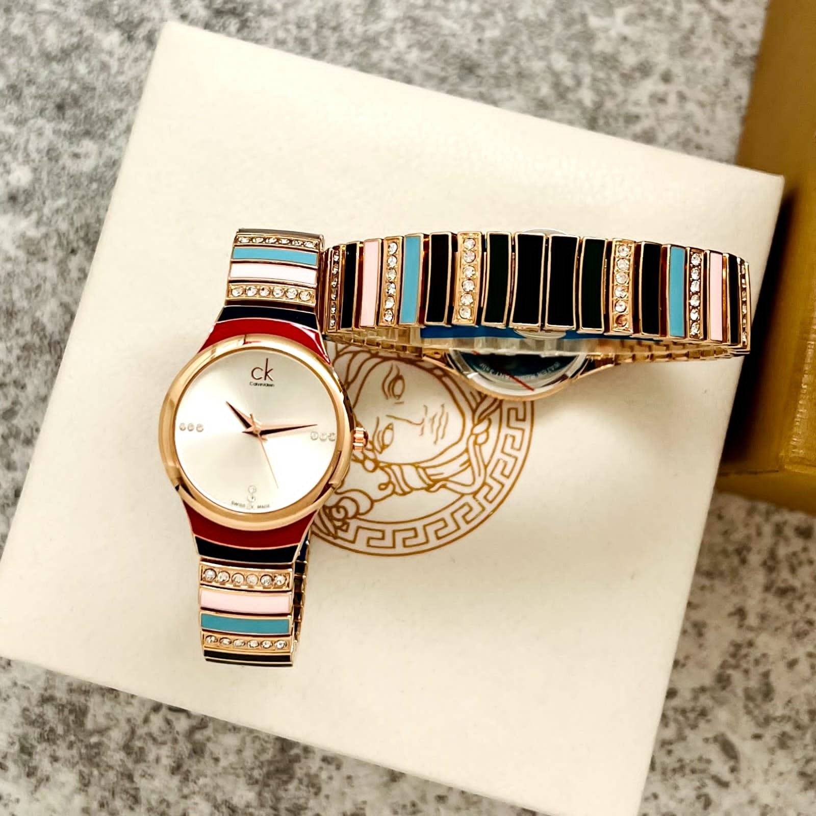 CALVIN KLEIN For Girls Rosegold and Cream first copy watches in india